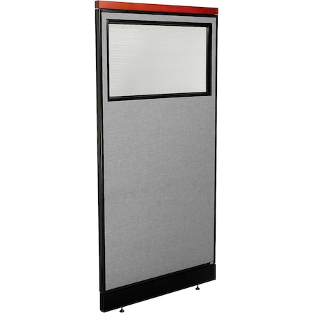Interion By Global Industrial Interion Deluxe Office Partition Panel w/Partial Window & Pass-Thru Cable 36-1/4Wx77-1/2H GRY 694735WPGY